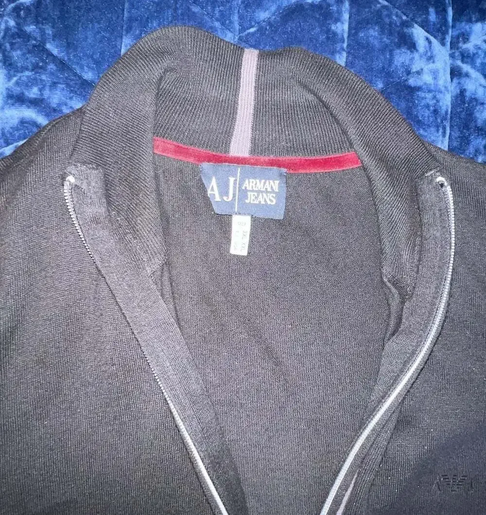 Armani Jeans Men's Full-Zip Knit Mock Neck Jacket